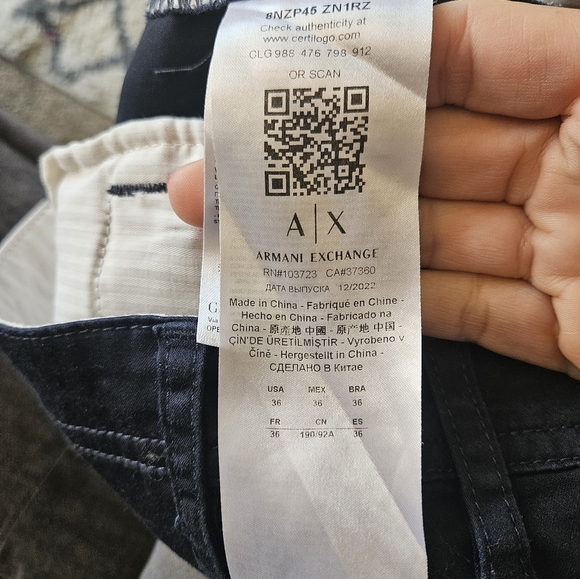 Armani Exchange flat front men's cotton blend trouser 34/32 - Picture 5 of 8